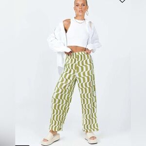 🌟BOGO 50% off🌟 NWOT Princess Polly Taina Pleated Wide Leg Pants Lime 12 US L/XL